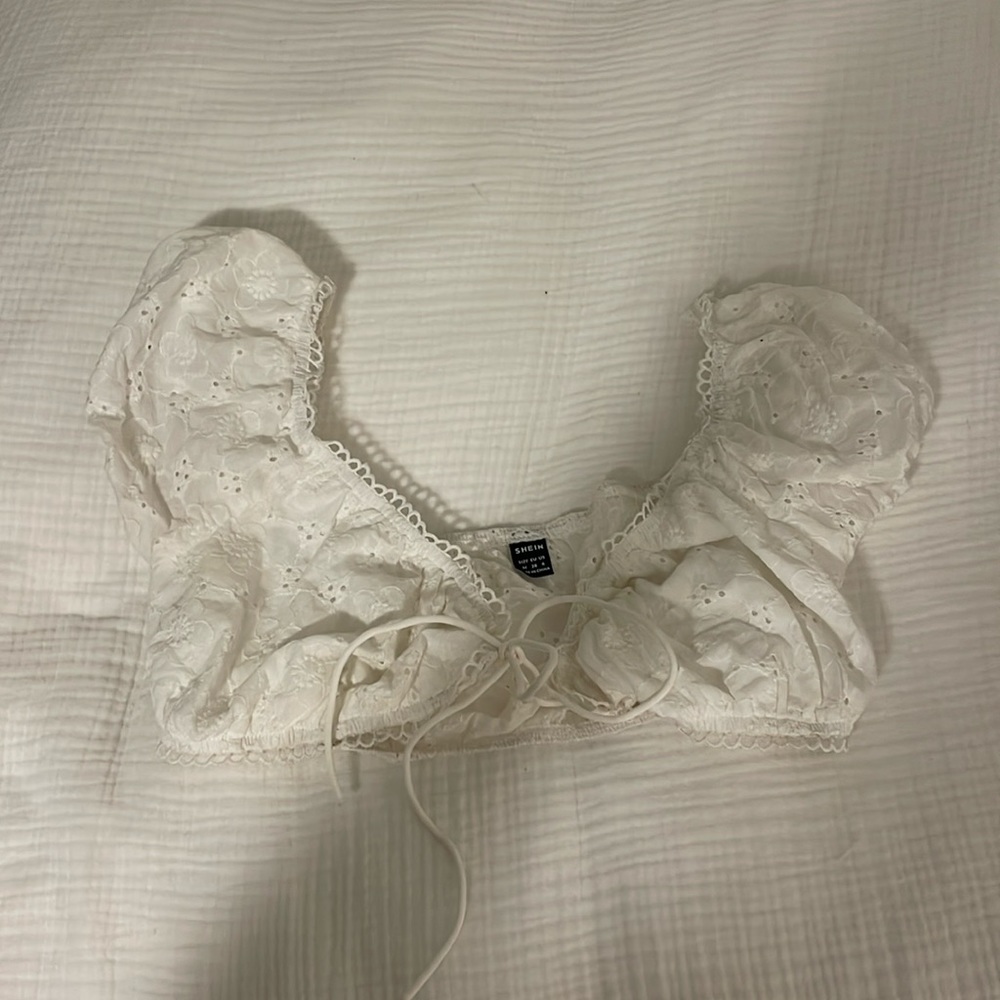 White lace crop top